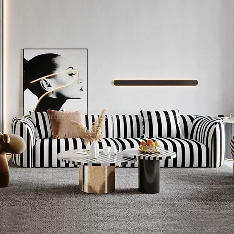 Modern Light Luxury Black and White Fabric Sofa