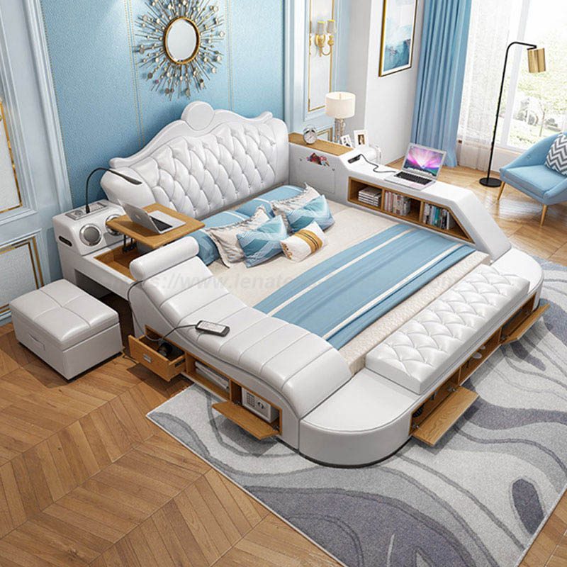 Smart Tufted Bed with Massage