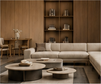 Project furniture design direction — illustrative interior, not a project reference