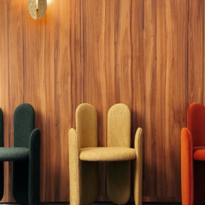 Modern Capsule Design Vanity Chair - Beige Upholstered Stool with Rounded Backrest for Bedroom, Dressing Area & Living Room