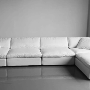 Modern White Down Filled L-Shaped Sectional Sofa - Modular Living Room Furniture with Removable Cushions for Apartment, Villa & Hotel