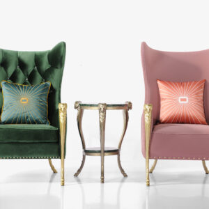 Classic Wingback Chair with Velvet Upholstery and Gold Metal Legs, Tufted High Back Armchair for Living Room or Reading Nook, French Style Luxury Furniture