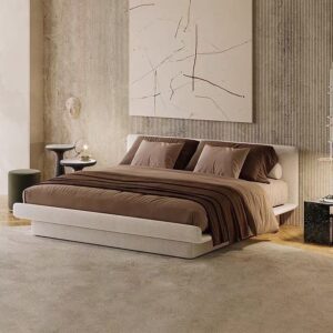 Modern Floating Platform Bed , Low Profile Upholstered Bed Frame, Minimalist Queen/King Size Bed for Master Bedroom, Contemporary Furniture