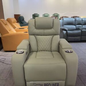 Electric cinema sofa cup holder and USB charging detail