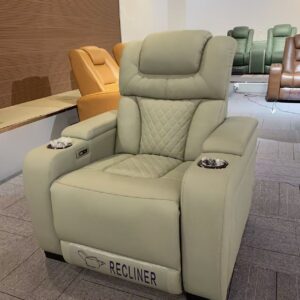 Genuine leather theater seating texture close-up