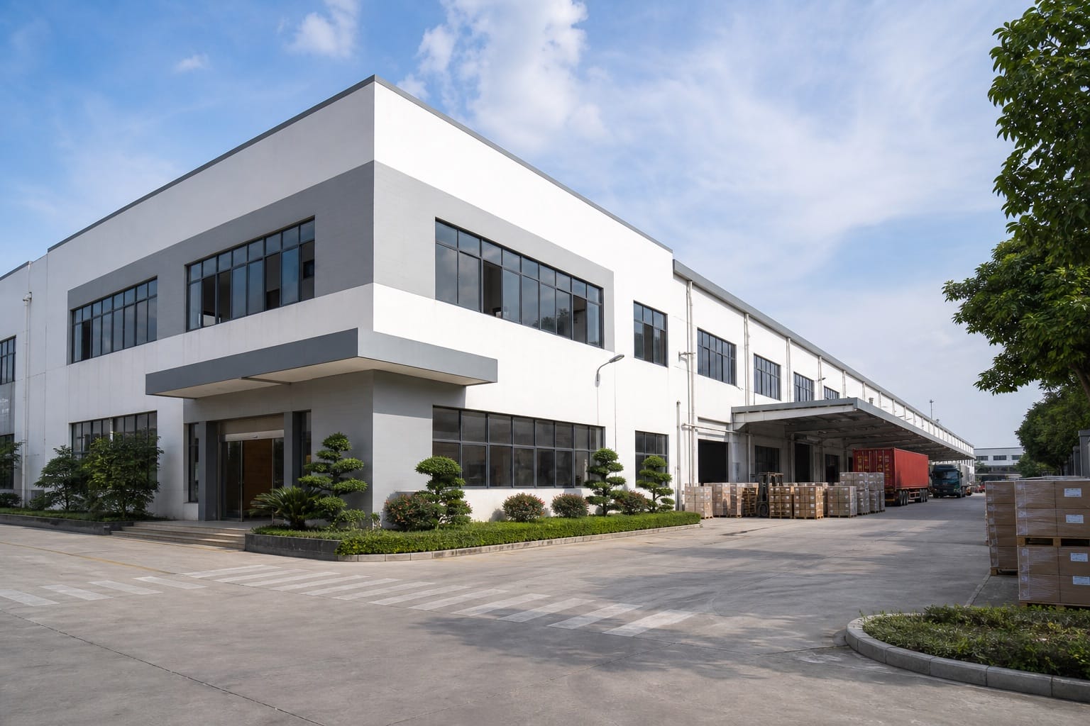 Modern Foshan furniture factory exterior for global custom furniture buyers