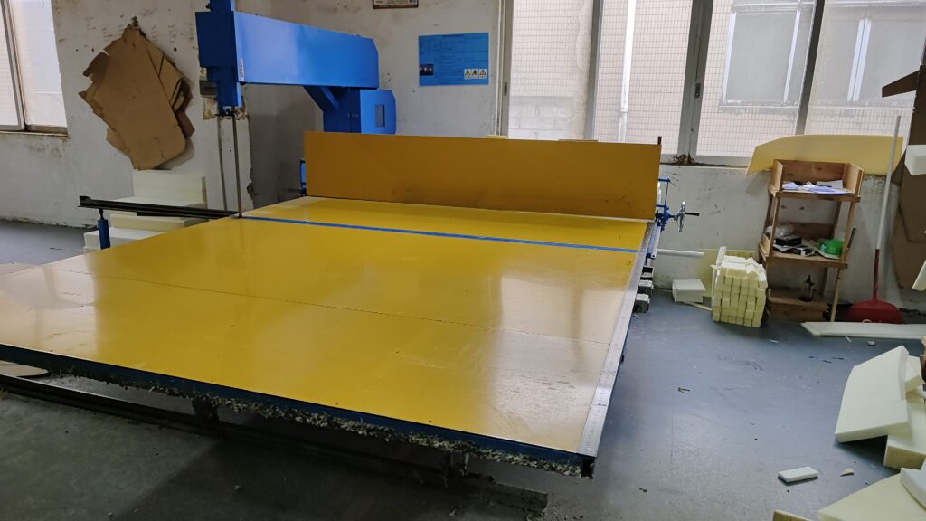 Foam-cutting equipment and foam pieces in the Lenatees workshop archive