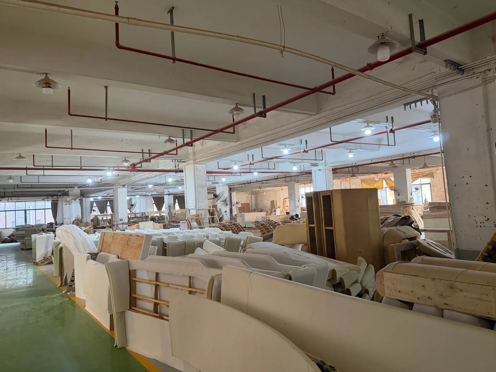 Furniture upholstery production line at the Lenatees Foshan factory