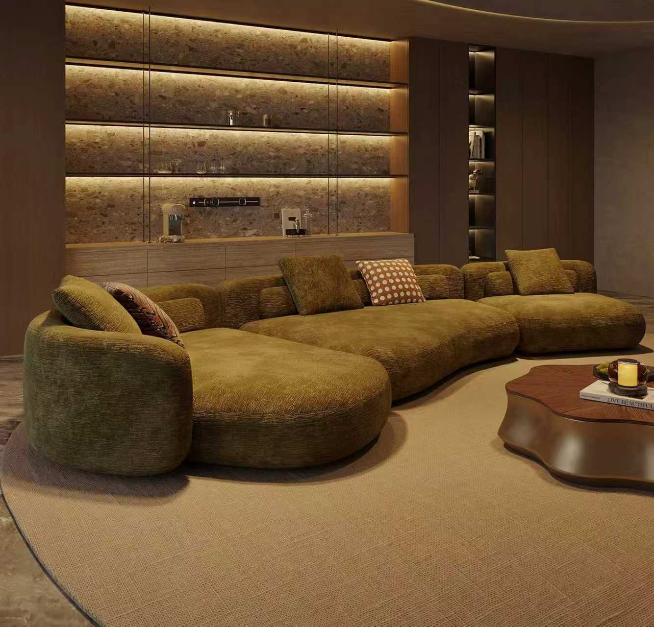 Luxury Curved Modular Sectional Sofa with Chaise Lounge