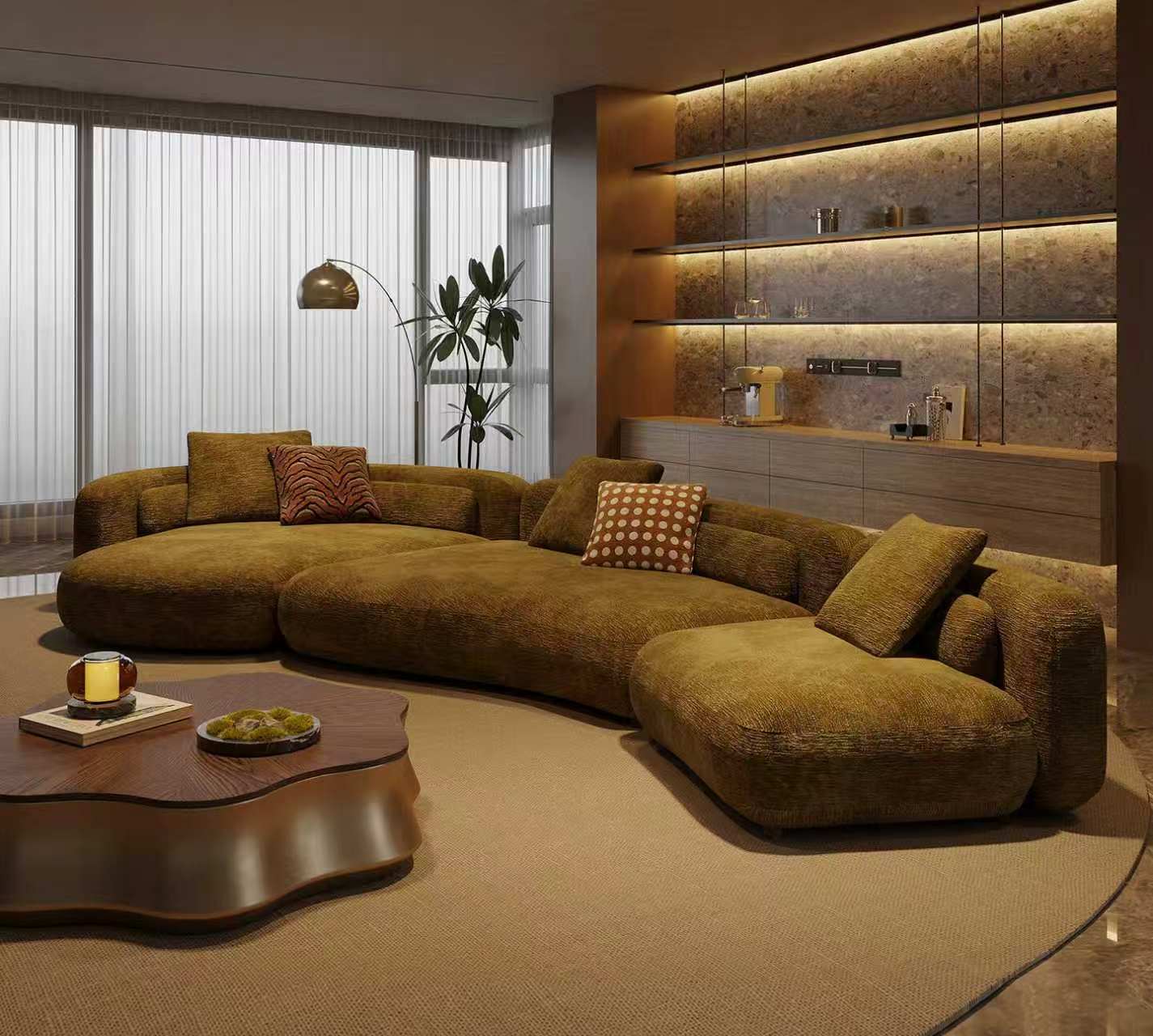 Luxury Curved Modular Sectional Sofa with Chaise Lounge image 4 Luxury Curved Modular Sectional Sofa with Chaise Lounge