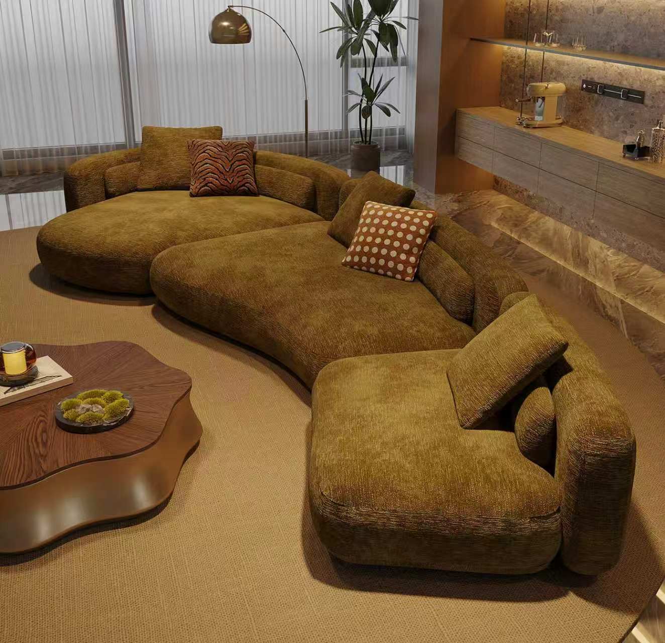 Luxury Curved Modular Sectional Sofa with Chaise Lounge image 5 Luxury Curved Modular Sectional Sofa with Chaise Lounge