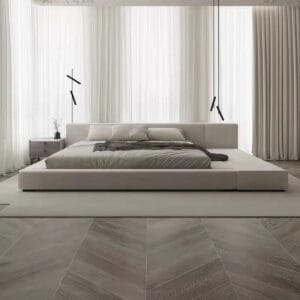 minimalist-upholstered-platform-bed-side-bench-02 Minimalist upholstered platform bed with side bench