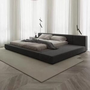 minimalist-upholstered-platform-bed-side-bench-04 Minimalist upholstered platform bed with side bench
