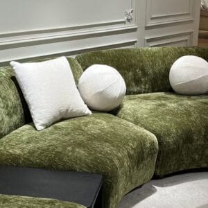 Modern Curved Modular Sofa with Integrated Side Table