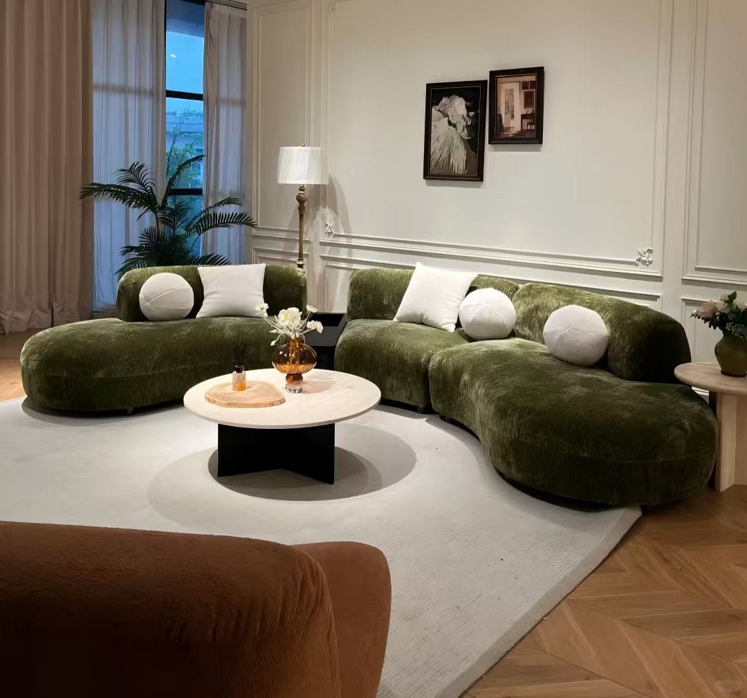 Modern Curved Modular Sofa with Integrated Side Table image 4 Modern Curved Modular Sofa with Integrated Side Table