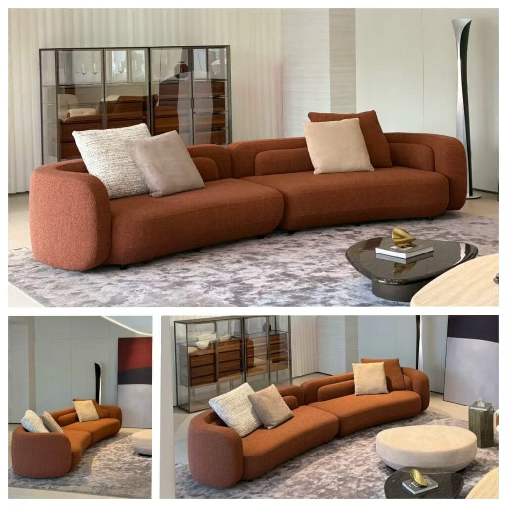 Modern rounded arm modular sofa for living room projects