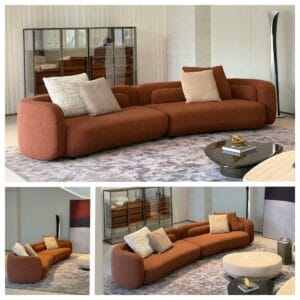 Modern rounded arm modular sofa for living room projects