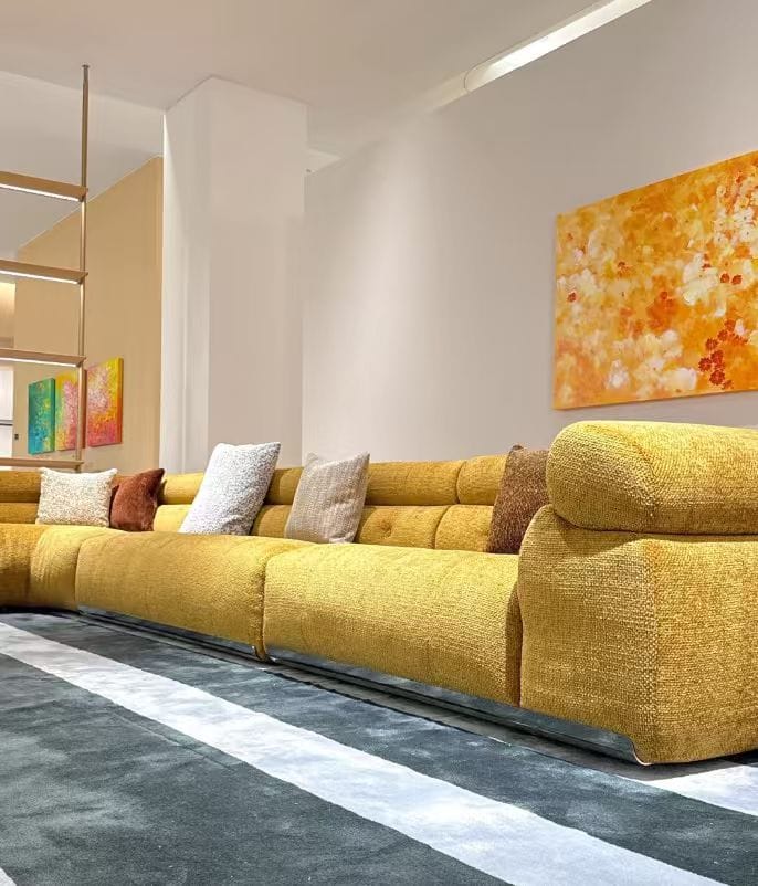 Modern modular sectional sofa with rounded arms