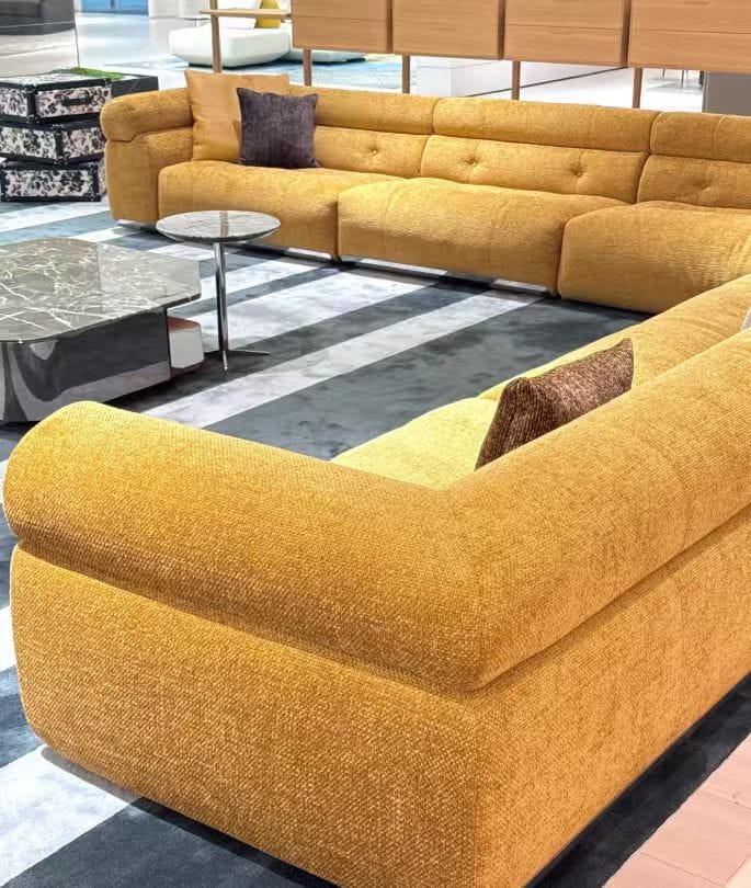 Modern modular sectional sofa with rounded arms