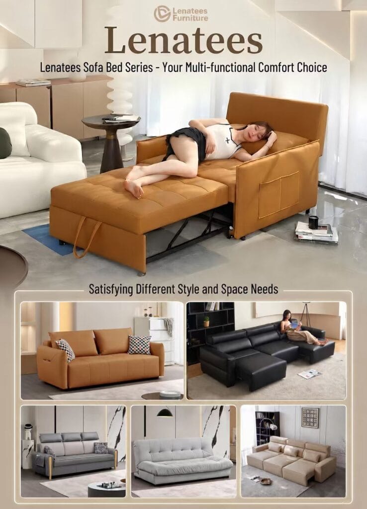Lenatees sofa bed range with several configurations and upholstery styles