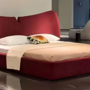 MY001 Upholstered Bed with a Curved Wing Headboard