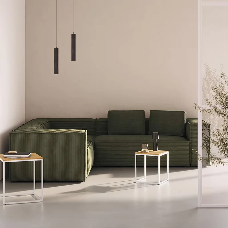 Historical LF028 catalog reference: green corduroy modular corner sofa