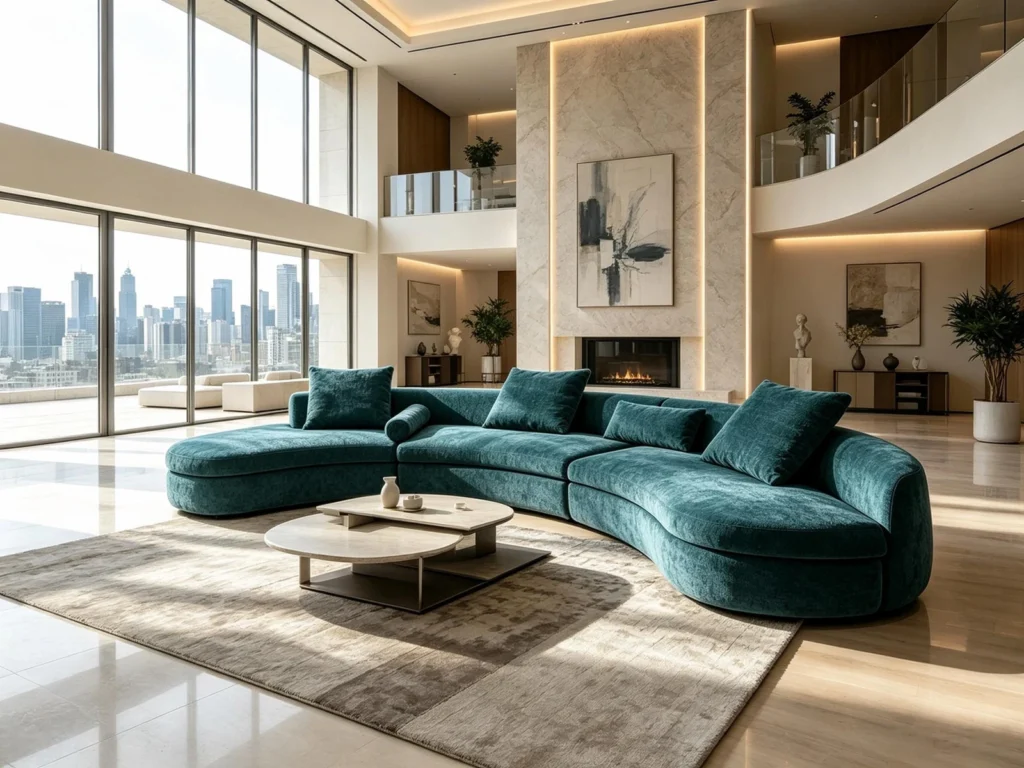 Curved upholstered corner sofa shown in the 2026 Lenatees collection